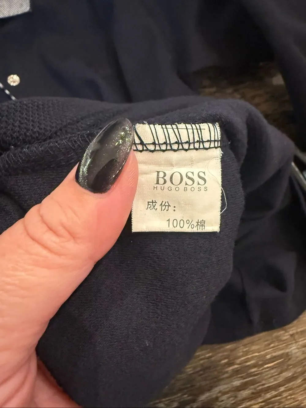 Boss Hugo Boss Navy Logo Embroidered Ling Sleeve Button Cuff Polo Shirt sz M NWO